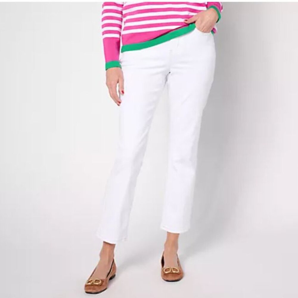 Belle by Kim Gravel Tall Primabelle Twill Garden Ankle Jean-White-Tall 16